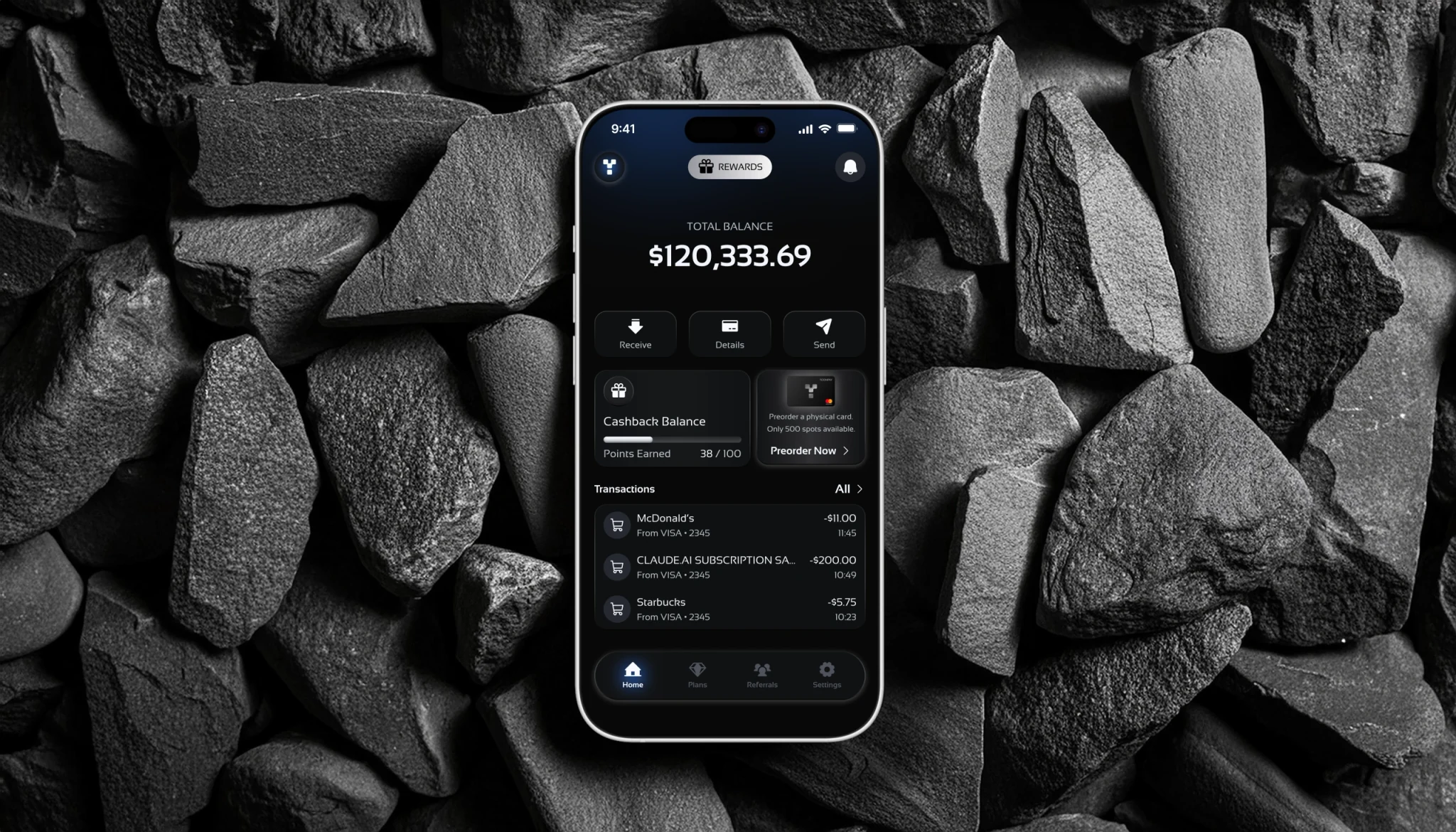 ToonPay — laptop mockup on dark desk